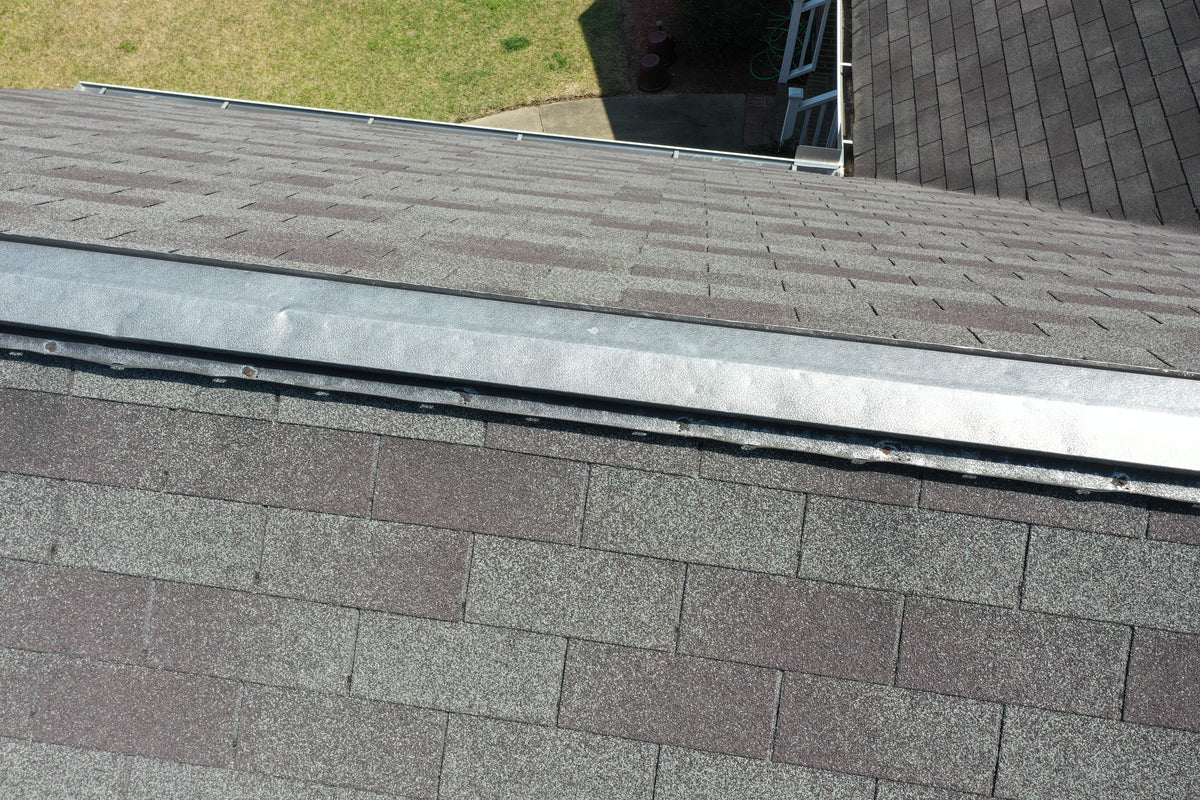 Aerial Drone Roof Survey Hail Damage to Ridge Vent. Northeast Columbia South Carolina Insurance claim